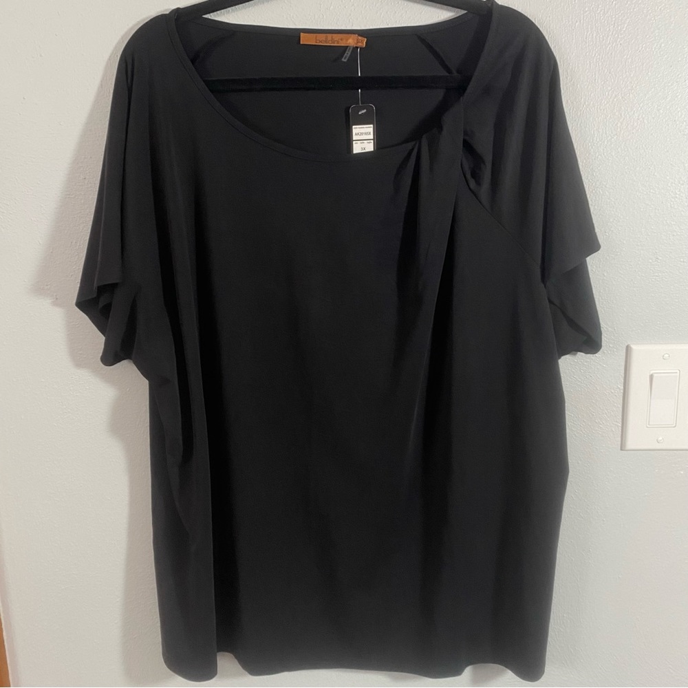Belldini Women’s Top Blouse Black Plus Size 3X NWT